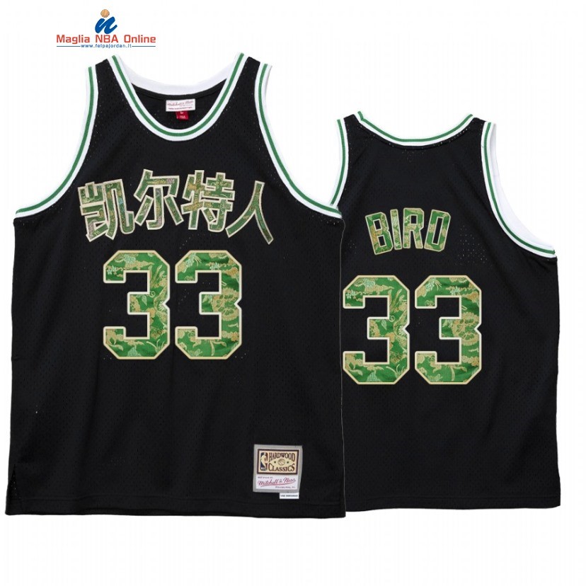Maglia NBA Boston Celtics #33 Larry Bird CNY Nero Hardwood Classics 2021 Acquista