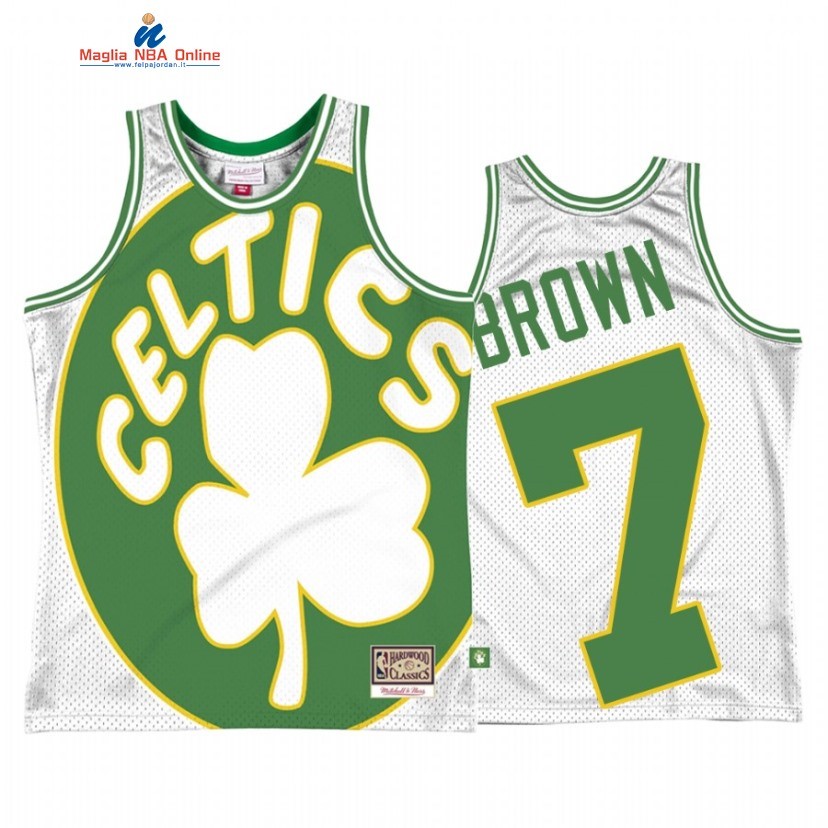 Maglia NBA Boston Celtics #7 Jaylen Brown Big Face 2 Bianco Hardwood Classics Acquista