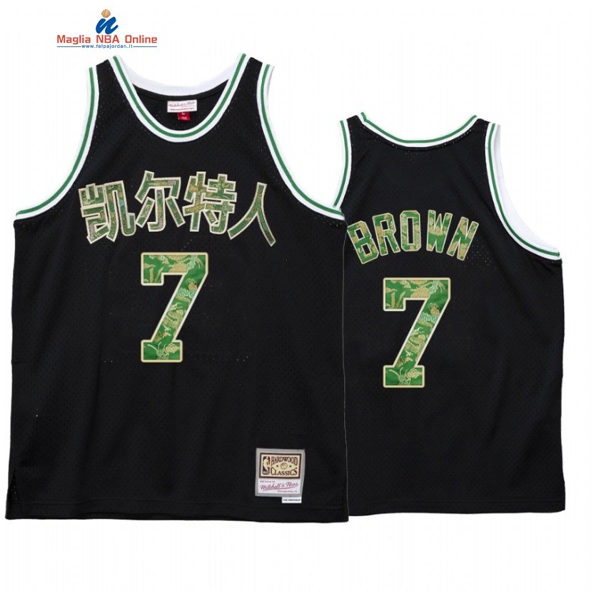 Maglia NBA Boston Celtics #7 Jaylen Brown CNY Nero Hardwood Classics 2021 Acquista