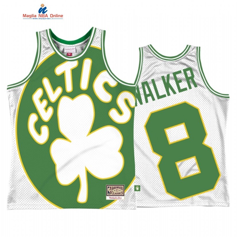 Maglia NBA Boston Celtics #8 Kemba Walker Big Face 2 Bianco Hardwood Classics Acquista