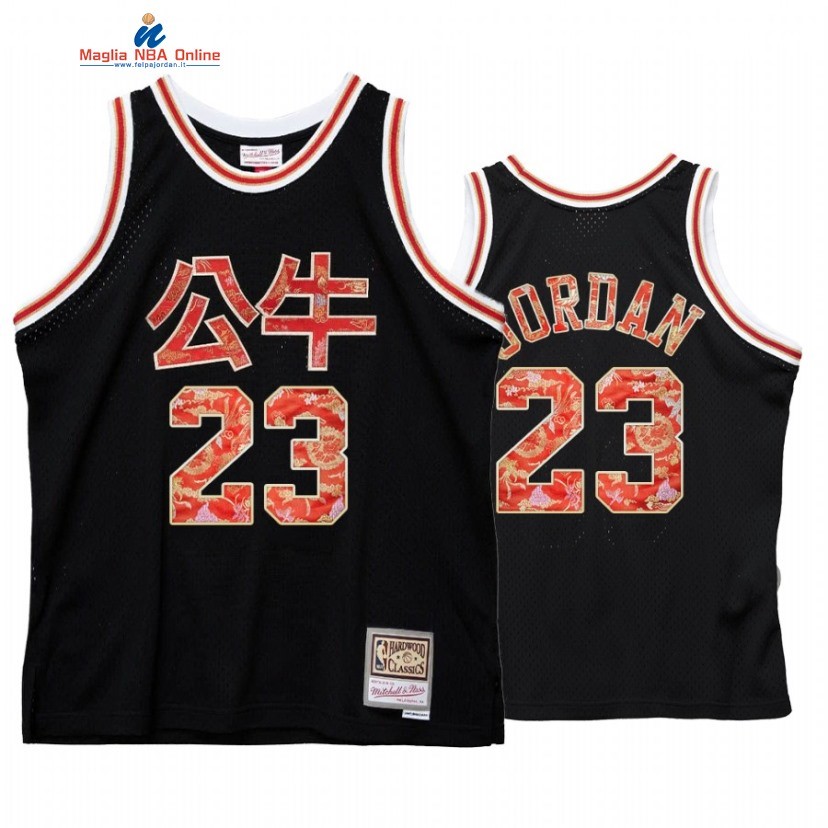 Maglia NBA Chicago Bulls #23 Michael Jordan CNY Nero Hardwood Classics Acquista