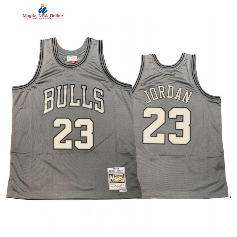 Maglia NBA Chicago Bulls #23 Michael Jordan Grigio Hardwood Classics Acquista