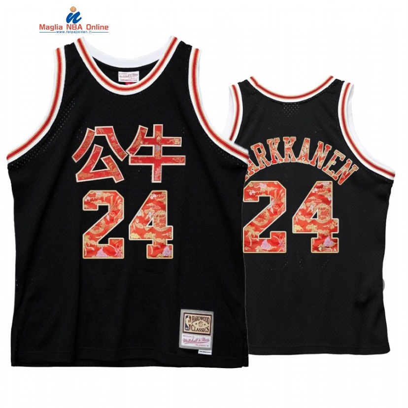 Maglia NBA Chicago Bulls #24 Lauri Markkanen CNY Nero Hardwood Classics Acquista