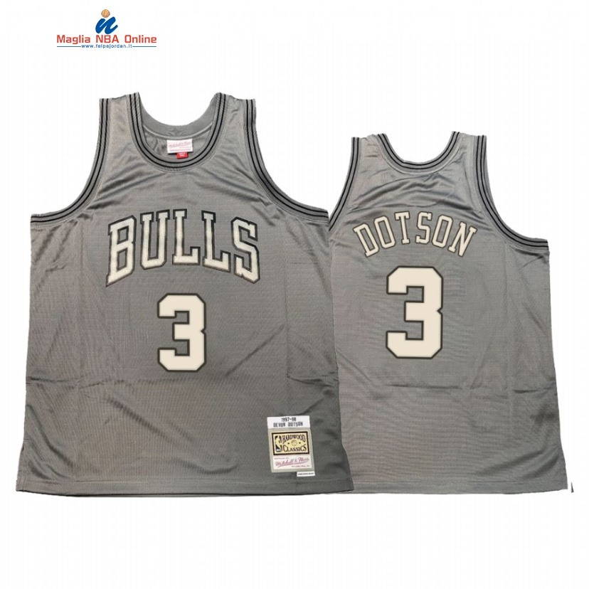 Maglia NBA Chicago Bulls #3 Devon Dotson Grigio Hardwood Classics Acquista