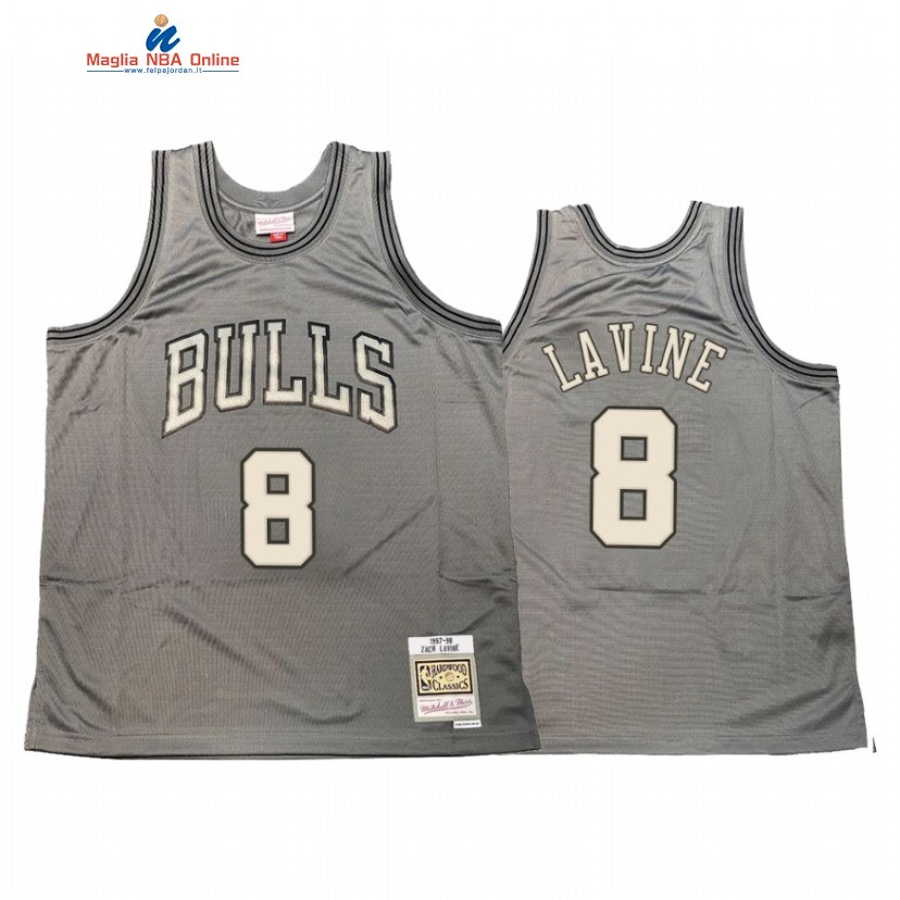 Maglia NBA Chicago Bulls #8 Zach LaVine Grigio Hardwood Classics Acquista
