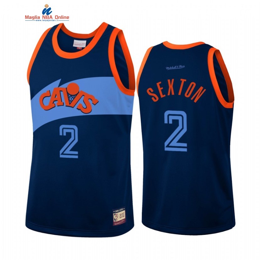 Maglia NBA Cleveland Cavaliers #2 Collin Sexton Blu Throwback 2021 Acquista