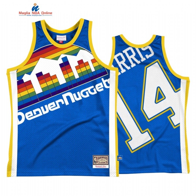 Maglia NBA Denver Nuggets #14 Gary Harris Big Face 2 Blu Hardwood Classics Acquista