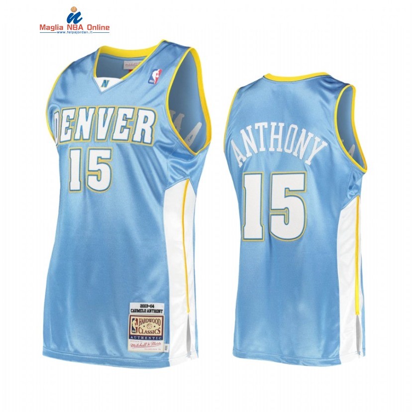 Maglia NBA Denver Nuggets #15 Carmelo Anthony Blu Hardwood Classics 2003-04 Acquista