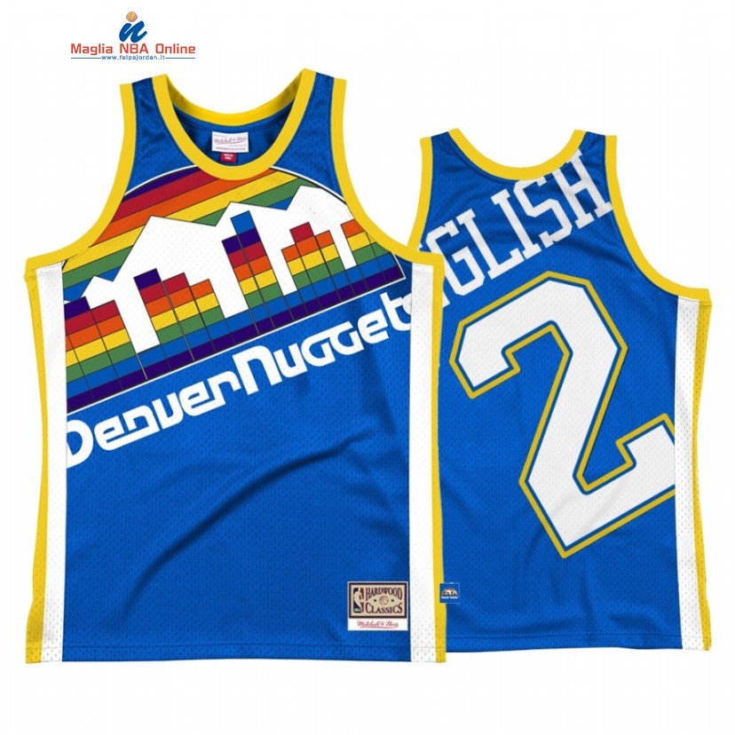 Maglia NBA Denver Nuggets #2 Alex English Big Face 2 Blu Hardwood Classics Acquista