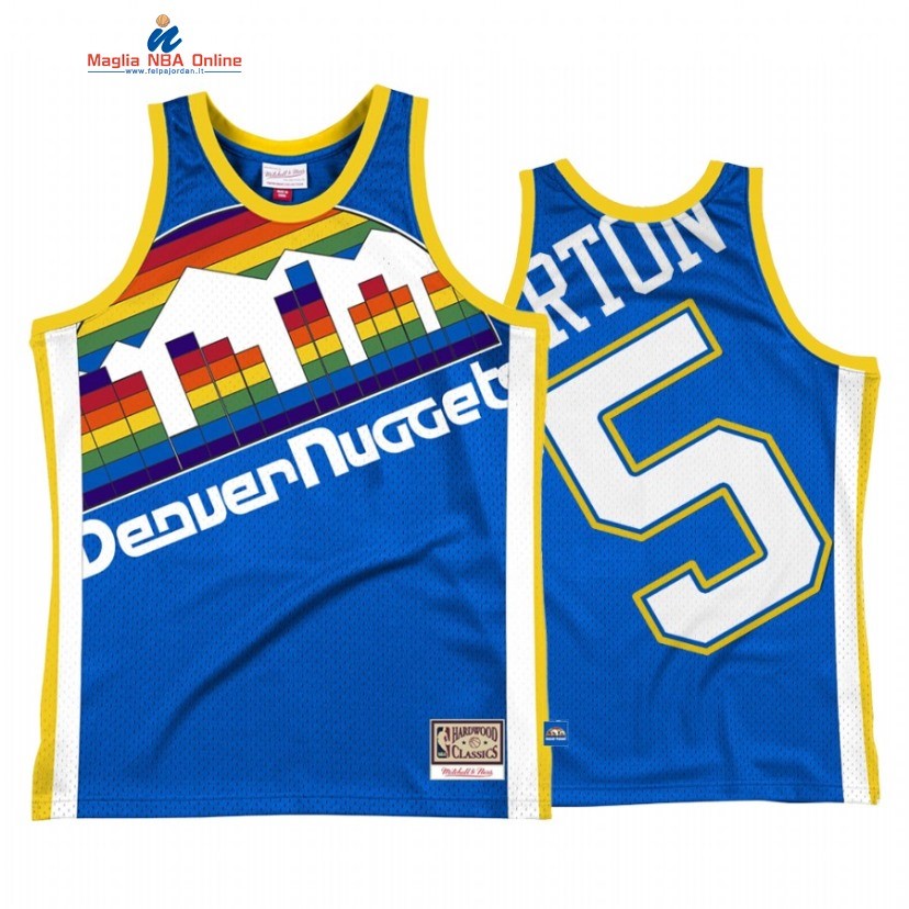 Maglia NBA Denver Nuggets #5 Will Barton Big Face 2 Blu Hardwood Classics Acquista