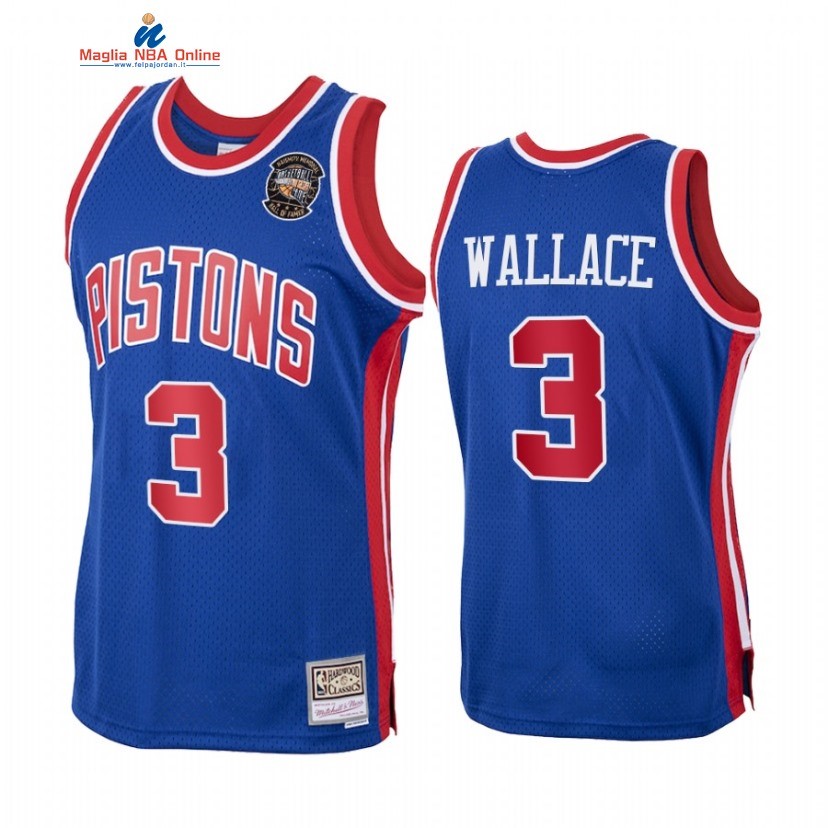 Maglia NBA Detroit Pistons #3 Ben Wallace Blu Hardwood Classics 1988-89 Acquista