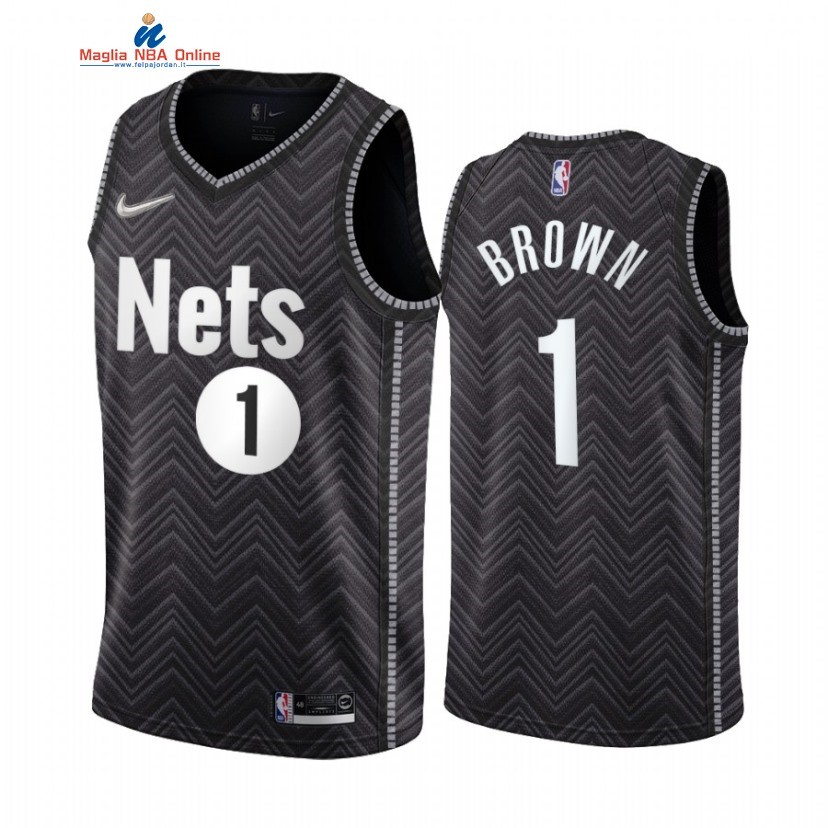 Maglia NBA Earned Edition Brooklyn Nets #1 Bruce Brown Nero 2020-21 Acquista
