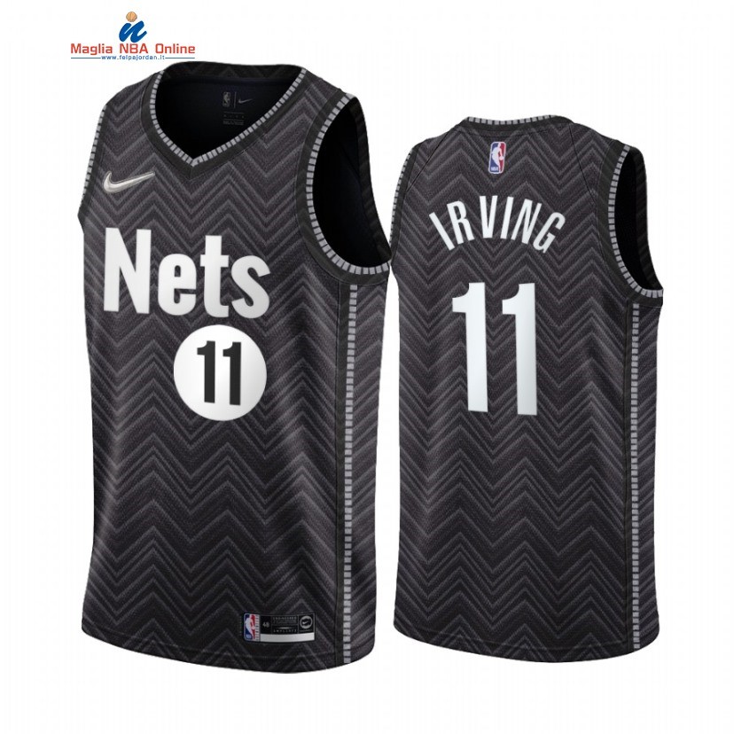Maglia NBA Earned Edition Brooklyn Nets #11 Kyrie Irving Nero 2020-21 Acquista