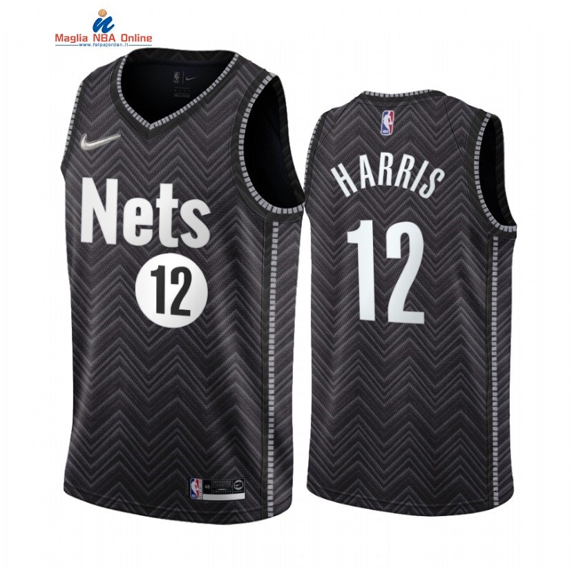 Maglia NBA Earned Edition Brooklyn Nets #12 Joe Harris Nero 2020-21 Acquista