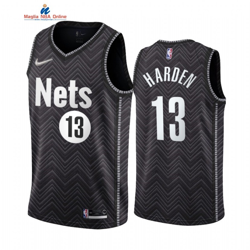 Maglia NBA Earned Edition Brooklyn Nets #13 James Harden Nero 2020-21 Acquista