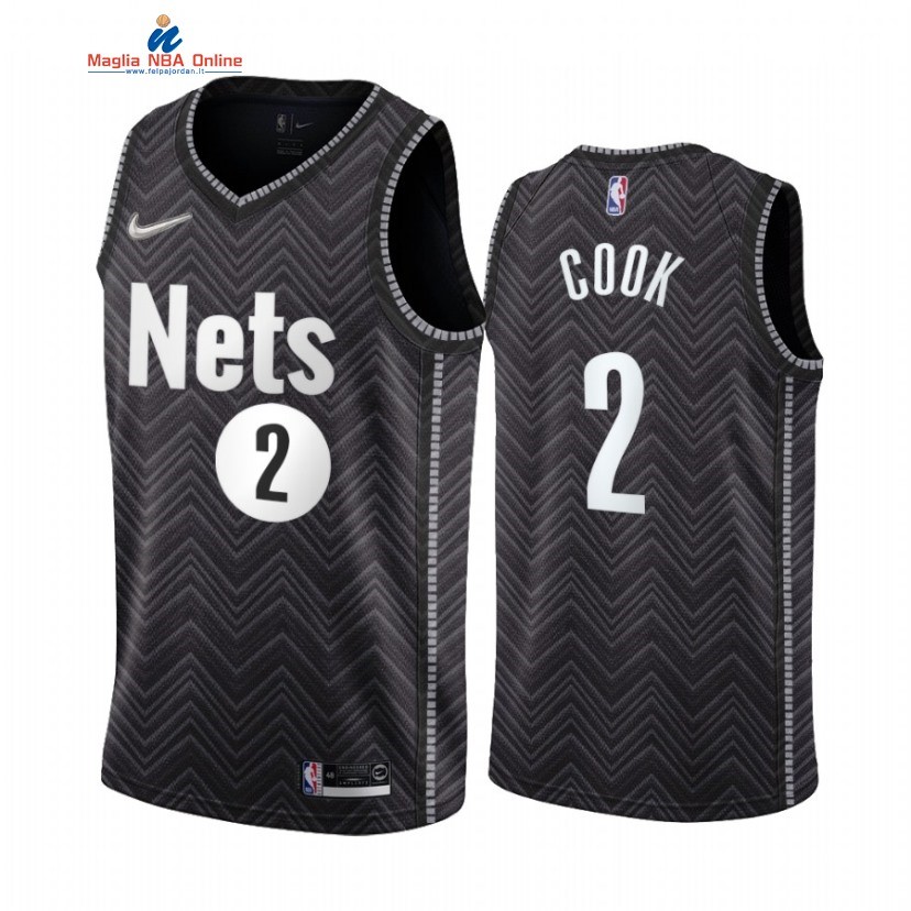 Maglia NBA Earned Edition Brooklyn Nets #2 Tyler Cook Nero 2020-21 Acquista
