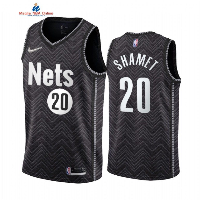 Maglia NBA Earned Edition Brooklyn Nets #20 Landry Shamet Nero 2020-21 Acquista