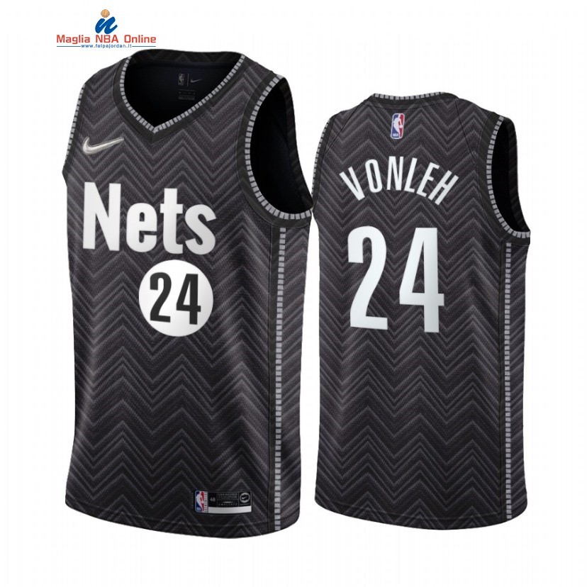Maglia NBA Earned Edition Brooklyn Nets #24 Noah Vonleh Nero 2020-21 Acquista