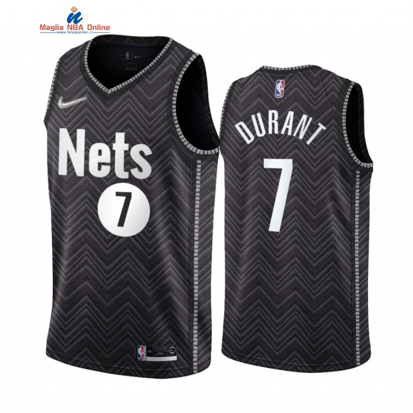 Maglia NBA Earned Edition Brooklyn Nets #7 Kevin Durant Nero 2020-21 Acquista