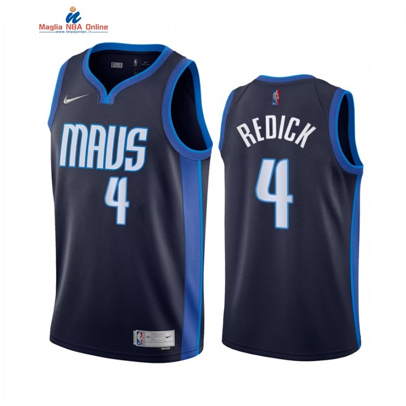 Maglia NBA Earned Edition Dallas Mavericks #4 J.J. Redick Marino 2021 Acquista