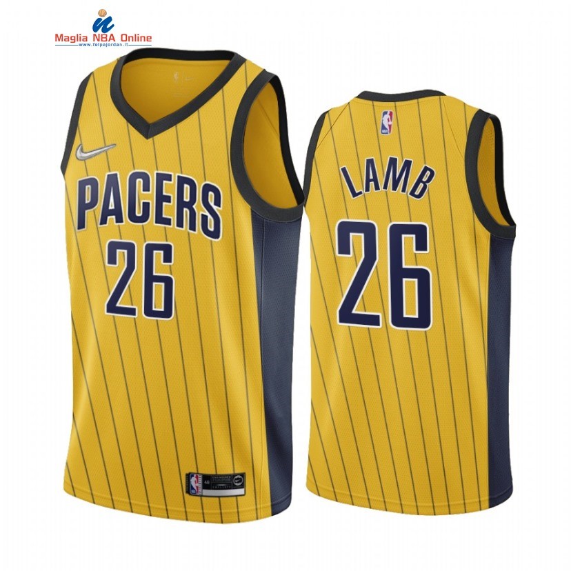 Maglia NBA Earned Edition Indiana Pacers #26 Jeremy Lamb Oro 2020-21 Acquista