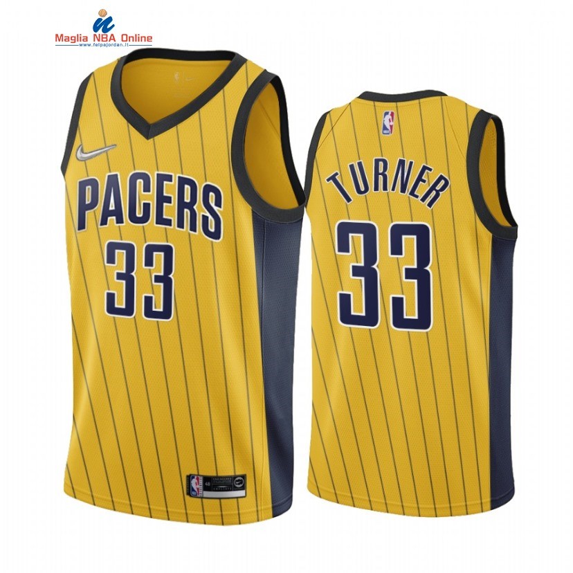 Maglia NBA Earned Edition Indiana Pacers #33 Myles Turner Oro 2020-21 Acquista