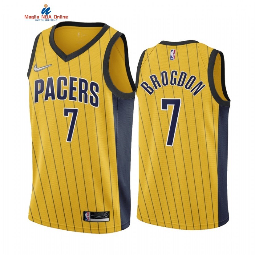 Maglia NBA Earned Edition Indiana Pacers #7 Malcolm Brogdon Oro 2020-21 Acquista