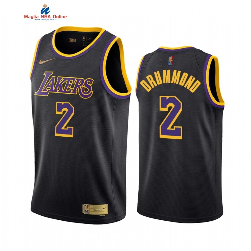 Maglia NBA Earned Edition Los Angeles Lakers #2 Andre Drummond Nero 2020-21 Acquista