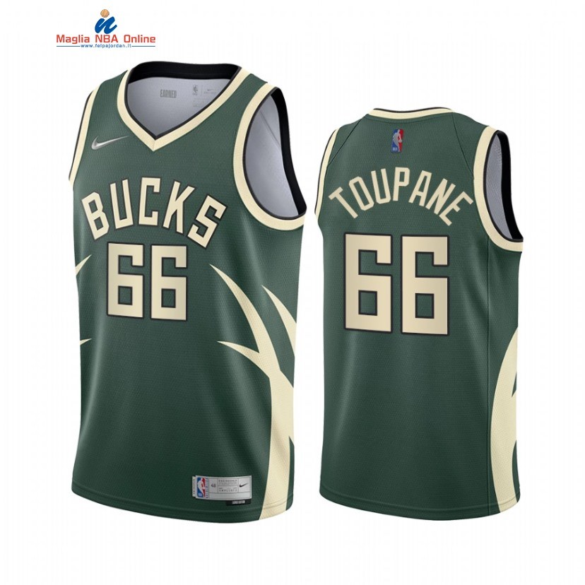 Maglia NBA Earned Edition Milwaukee Bucks #66 Axel Toupane Verde 2021 Acquista