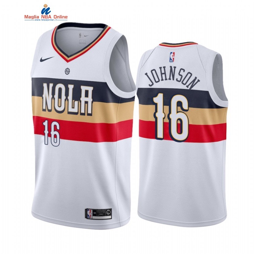 Maglia NBA Earned Edition New Orleans Pelicans #16 James Johnson Bianco 2021 Acquista