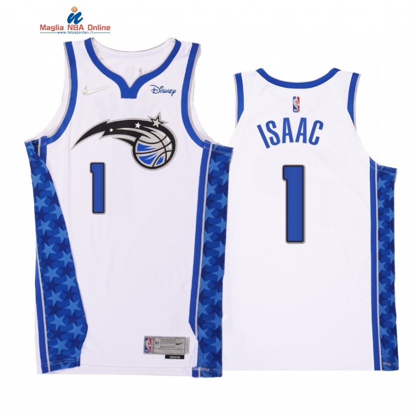 Maglia NBA Earned Edition Orlando Magic #1 Jonathan Isaac Bianco 2020-21 Acquista