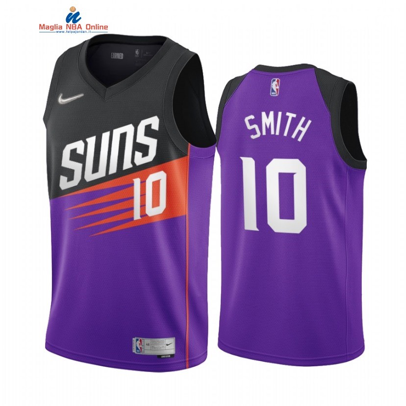 Maglia NBA Earned Edition Phoenix Suns #10 Jalen Smith Porpora 2021 Acquista