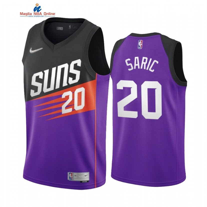 Maglia NBA Earned Edition Phoenix Suns #20 Dario Saric Porpora 2021 Acquista