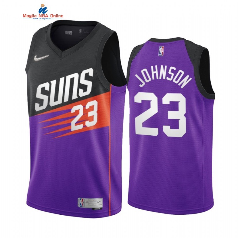 Maglia NBA Earned Edition Phoenix Suns #23 Cameron Johnson Porpora 2021 Acquista