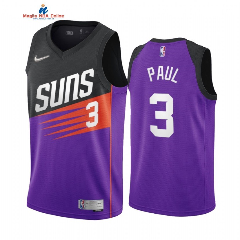 Maglia NBA Earned Edition Phoenix Suns #3 Chris Paul Porpora 2021 Acquista