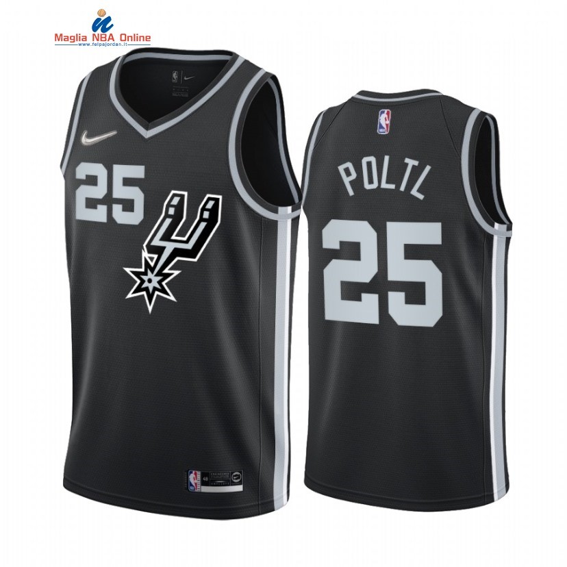 Maglia NBA Earned Edition San Antonio Spurs #25 Jakob Poltl Nero 2020-21 Acquista