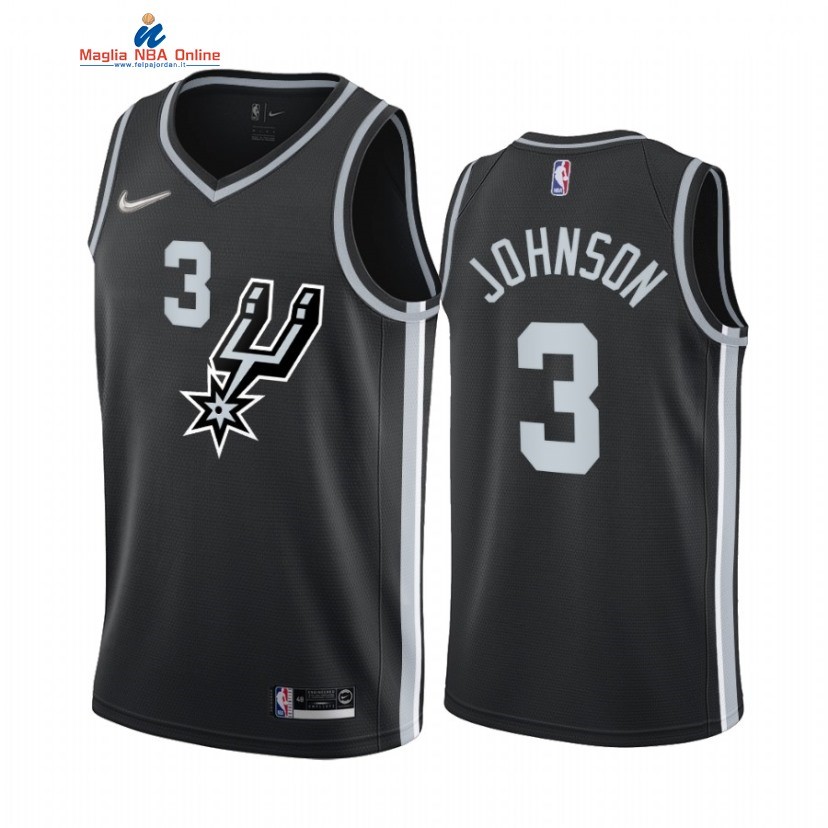 Maglia NBA Earned Edition San Antonio Spurs #3 Keldon Johnson Nero 2020-21 Acquista