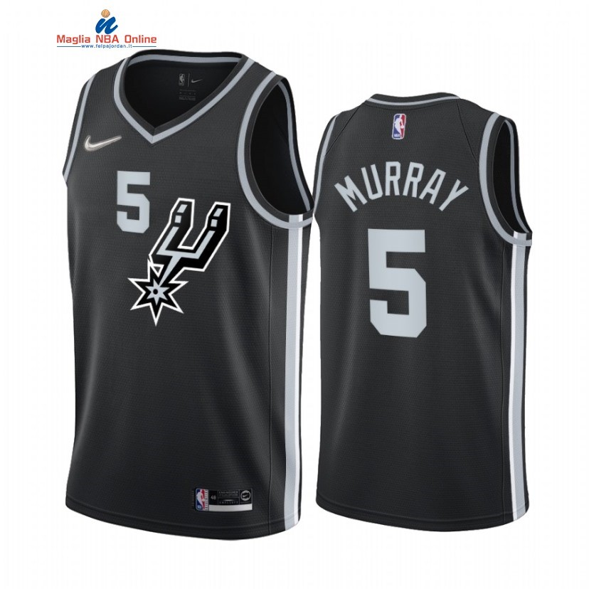 Maglia NBA Earned Edition San Antonio Spurs #5 Dejounte Murray Nero 2020-21 Acquista