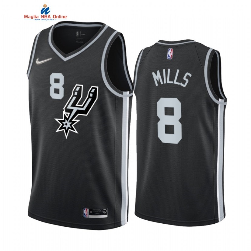 Maglia NBA Earned Edition San Antonio Spurs #8 Patty Mills Nero 2020-21 Acquista