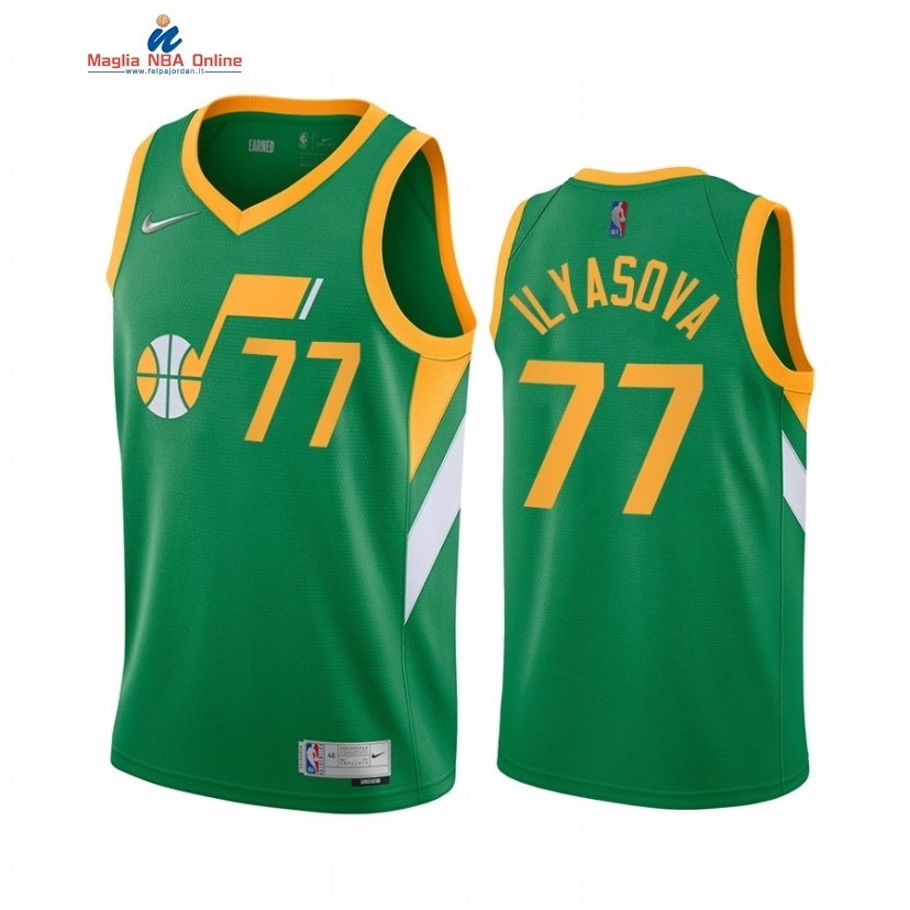 Maglia NBA Earned Edition Utah Jazz #77 Ersan Ilyasova Verde 2021 Acquista