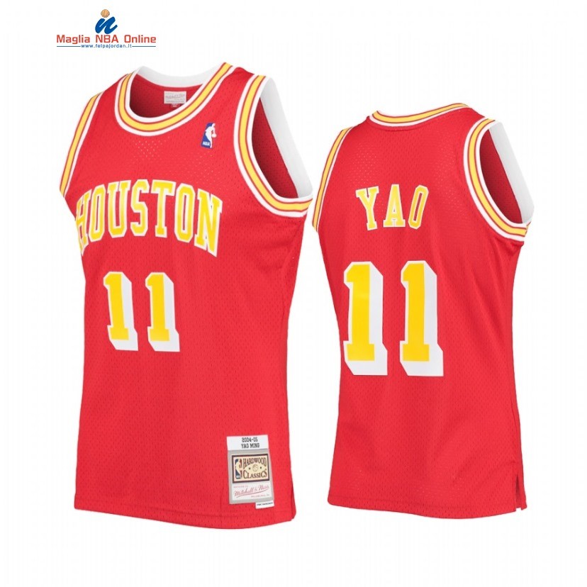 Maglia NBA Houston Rockets #11 Yao Ming Rosso Hardwood Classics Acquista