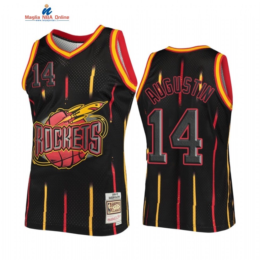 Maglia NBA Houston Rockets #14 D.J. Augustin Nero Hardwood Classics 2021 Acquista