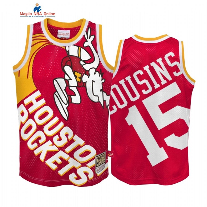 Maglia NBA Houston Rockets #15 DeMarcus Cousins Big Face Rosso Hardwood Classics Acquista