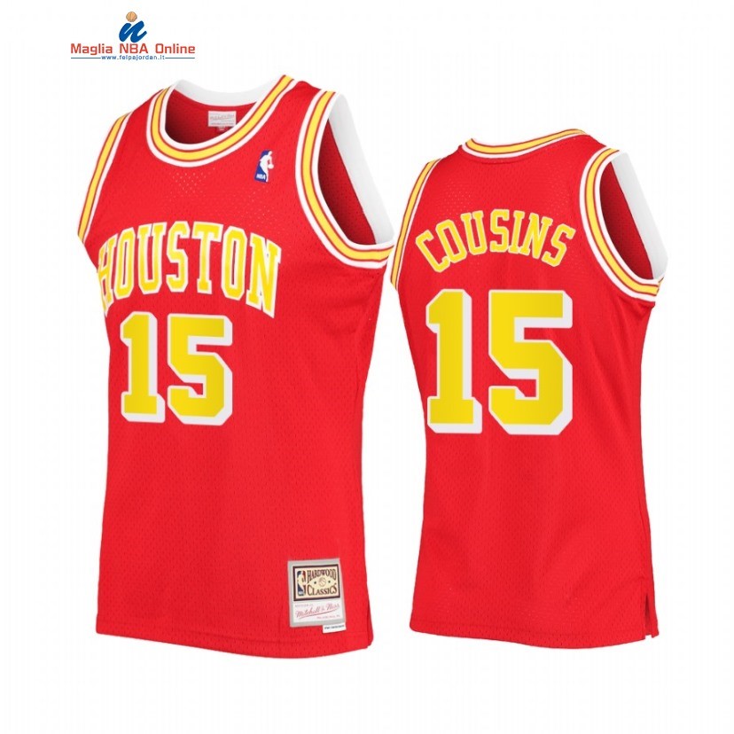 Maglia NBA Houston Rockets #15 DeMarcus Cousins Rosso Hardwood Classics Acquista