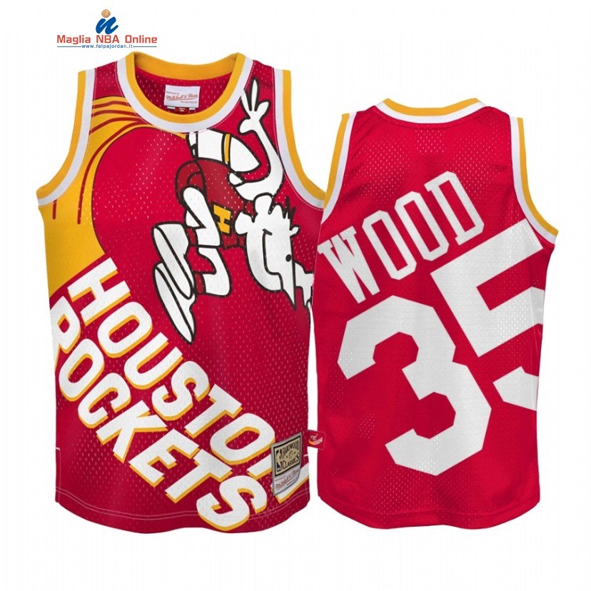 Maglia NBA Houston Rockets #35 Christian Wood Big Face Rosso Hardwood Classics Acquista