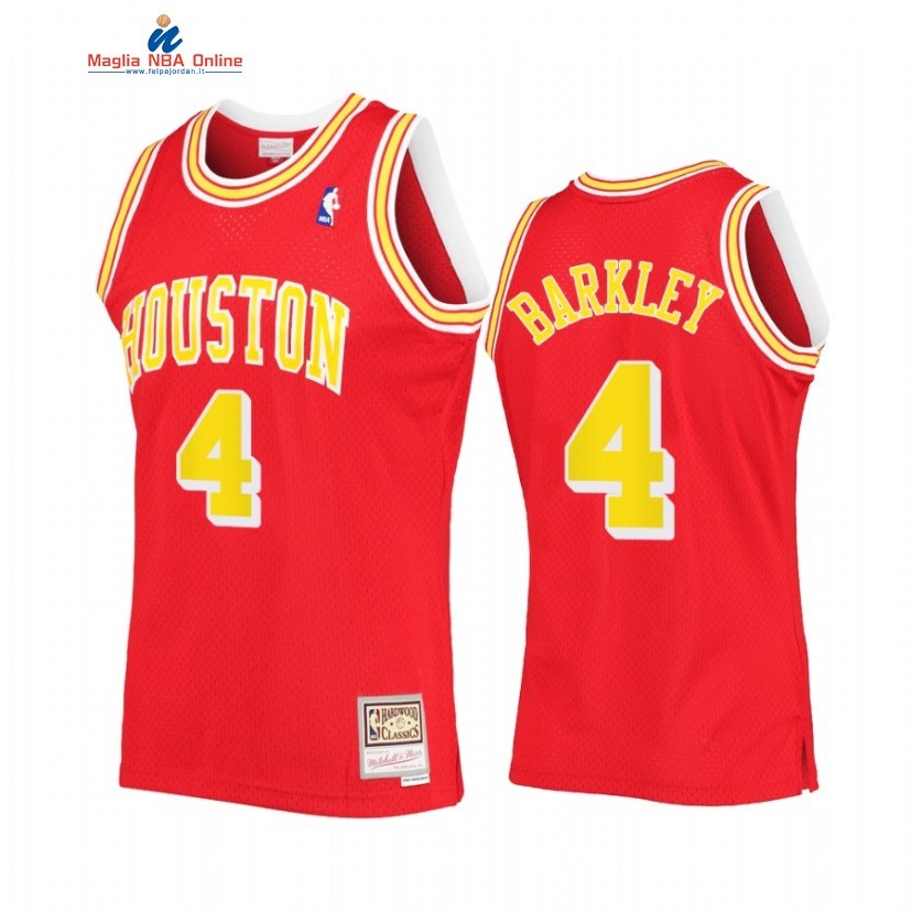 Maglia NBA Houston Rockets #4 Charles Barkley Rosso Hardwood Classics Acquista