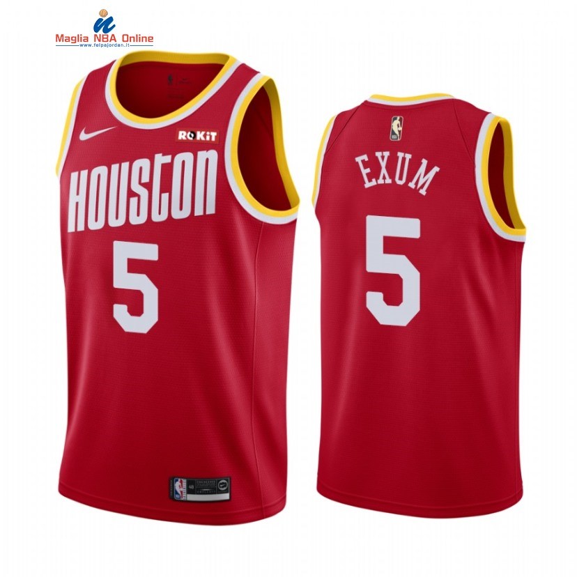 Maglia NBA Houston Rockets #5 Dante Exum Rosso Hardwood Classics 2021 Acquista