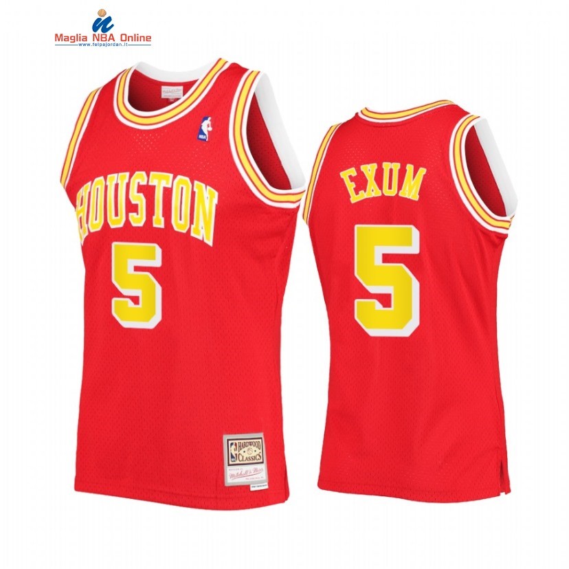 Maglia NBA Houston Rockets #5 Dante Exum Rosso Hardwood Classics Acquista