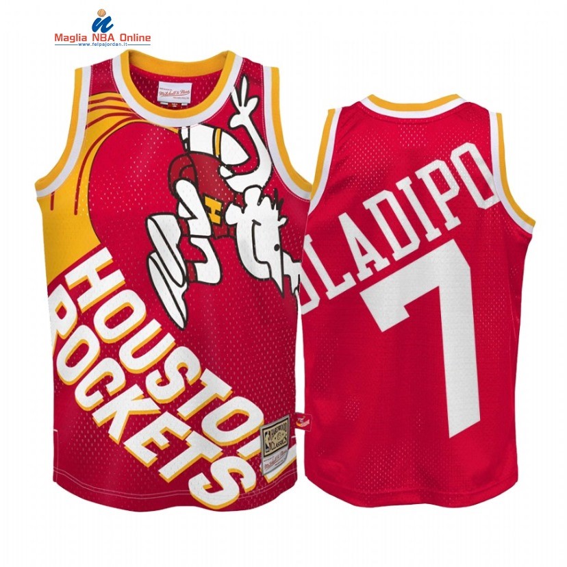 Maglia NBA Houston Rockets #7 Victor Oladipo Big Face Rosso Hardwood Classics Acquista