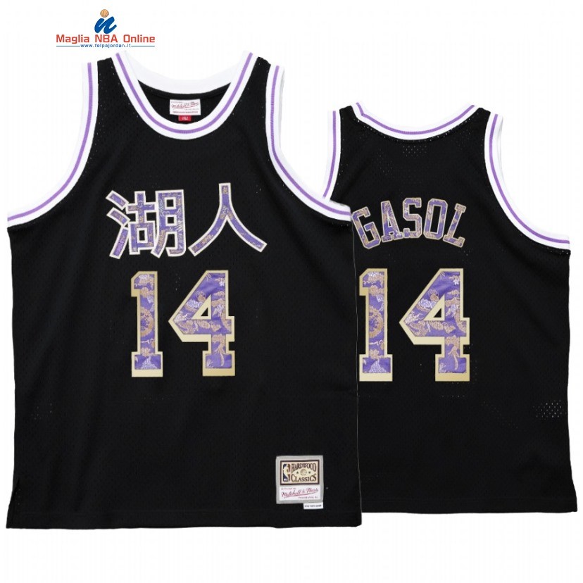 Maglia NBA Los Angeles Lakers #14 Marc Gasol CNY Nero Hardwood Classics Acquista